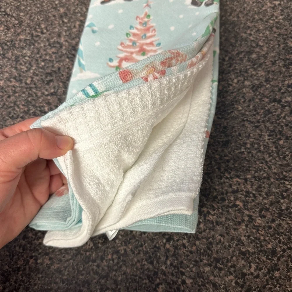 Cupcakes and Cashmere Christmas Blue Elves Kitchen Towels
